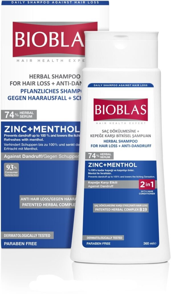 BIOBLAS HERBAL SHAMPOO FOR HAIR LOSS+ANTI-DANDRUFF ZINC+MENTHOL