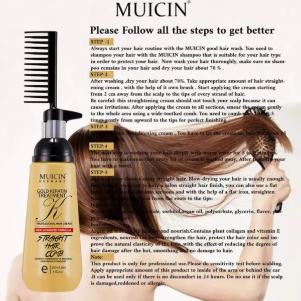 Muicin 24K Gold Luxe Hair Straightening Cream – Premium Smoothing & Shine Treatment