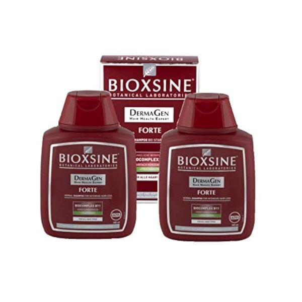 Bioxsine Dermagen Forte Shampoo bottle, 300 milliliters – a hair care product designed to reduce hair loss and support healthy hair growth